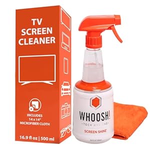 WHOOSH! Nettoyant d’écran OLED Pro - 500 ML avec Chiffon en Microfibre pour téléviseurs, écrans LCD et LED - sans Traces, sûr et Non Toxique - Idéal pour Une Utilisation à la Maison ou au Bureau