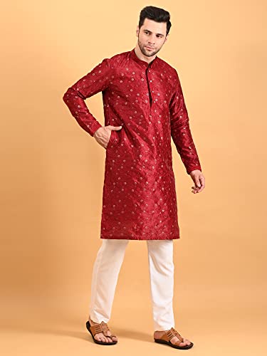 Image of Uri and MacKenzie Embroidery Silk Men's Kurta Pyjama Set