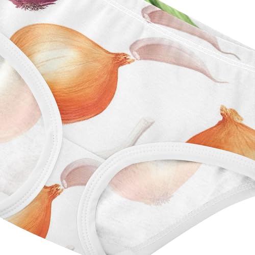 Watercolor Green Onions Garlic Panties Little Girl Girls Underwear Toddler Cotton Funny Briefs Undies Kids 2t4