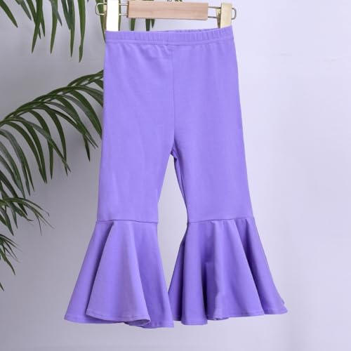 Toddler Baby Girls Ruffle Leggings Spring Bell Bottom Flare Pants Long High Waist Solid Stretch Yoga Trousers2