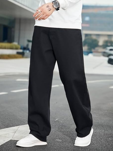 Image of Men Loose Fit Mid Rise Grey Jeans | Ankle-Length Trendy Denim for Smart-Casual Wear | Comfortable Everyday Jeans for Men | Modern Stylish Casual Outfit