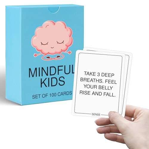 BayWel - 100 Mindfulness Conversation Starter Cards for Kids -