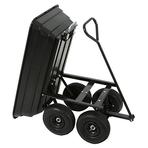 Varan Motors TC1801 Carrito de jardín con contenedor basculante, carrito transportador remolque con volquete, carga 250Kg máx.