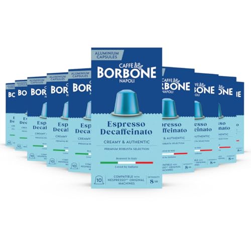 Caffè Borbone Decaffeinato - 100 Cápsulas de Café - Cremosa y auténtica - Compatibles con Máquinas de Café Nespresso®* para uso doméstico
