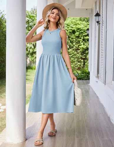 Image of GRACE KARIN Womens Summer Dress Sleeveless Tank Dress Boho Casual Beach Vacation A Line Midi Dress with Pockets