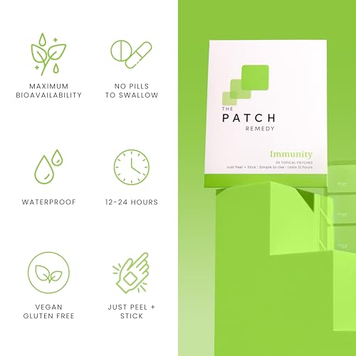 Image of The Patch Remedy Immunity Patches - 30 Topical Immune Patches Containing Vitamin C, Zinc, Echinacea Extract & Ginkgo Biloba, Lasts 24 Hours
