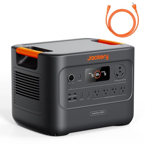Jackery HomePower 3000 Portable Power Station with AC Cable, 3600W (Surge 7200W) Output, 3072Wh LFP Solar Generator, Essential Home Backup for Home Use, Power Outage (Solar Panel Optional)