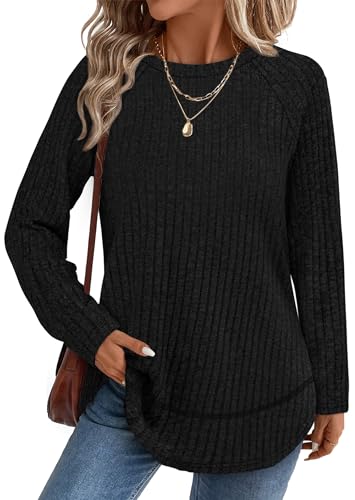 WIHOLL Long Sleeve Shirts for Women Fall Sweaters 2025 Lightweight Casual Tunic Tops Loose Fit Winter Clothing S-2XL