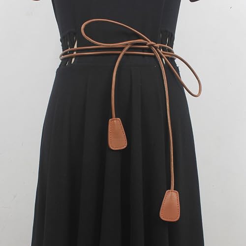 Womens Boho Skinny Faux PU Leather Skinny Tie Belts Waist Rope Chain Accessories for Skirt Dress,Christmas Party3
