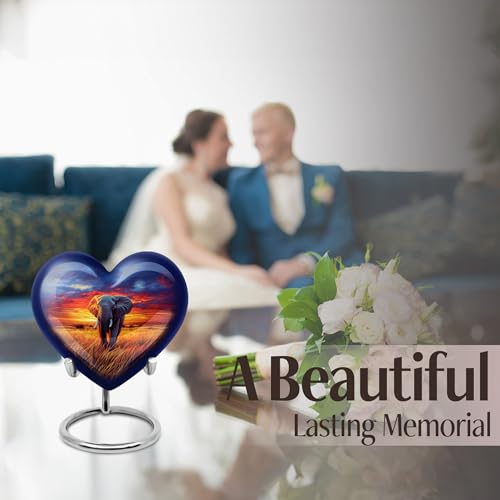 Image of Elephant Urn Keepsake Cremation Urn for Human Ashes Adult Man 3 Inch 2 Qty | Small Funeral Urns for Human Ashes Adult Women Memorial Urns