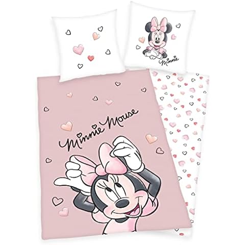 Arle-Living Disney Minnie Mouse Bed Linen 135 x 200 cm + 80 x 80 cm with Reversible Design 100% Cotton Renforcé Cover