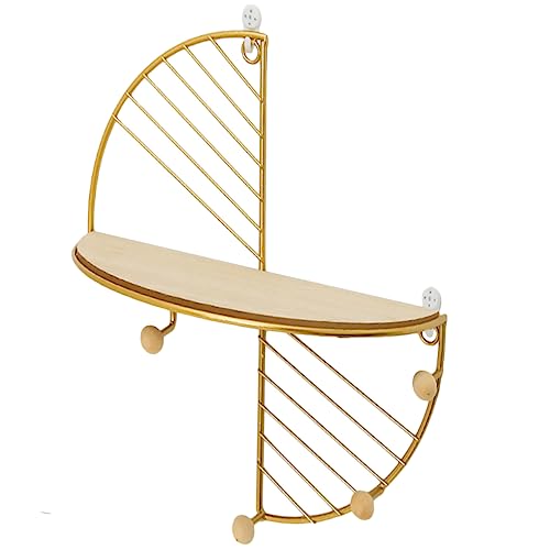 GARVALON Nordic Style Wall Organizer Wooden and Storage Rack with Hooks for Easy Wall Mounting Decor for Living Room Bedroom Kitchen and More
