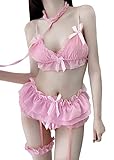 Women's Sexy Cosplay Lingerie Set Ruffle Baby Doll Teddy Outfit Bra an Pantie Nightie with Choker (MH7006)
