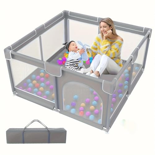 Image of Baby Playpen for Babies and Toddlers, Play Yards Indoor Sturdy Safety Baby PlayPen with Soft Breathable Mesh,Toddlers Activity Center with Anti-Slip Base