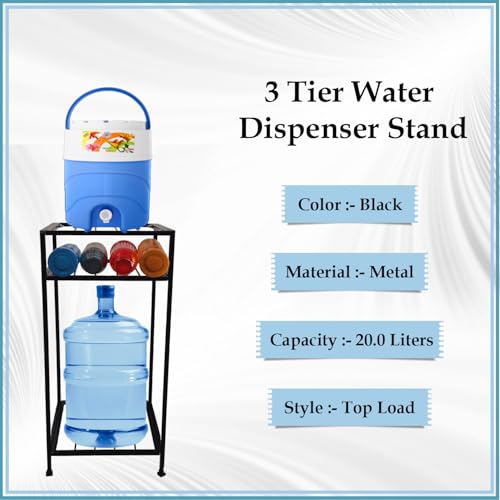 Image of A to Z Hub Laksh CASA-Stylish and Useful 3 Tier Water Dispenser Can and Water Bottle Stand,Matka Pot Stand,Bislery Bottle Holder rack for Kitchen /Office /Hotel /School /Shop (3 Self)