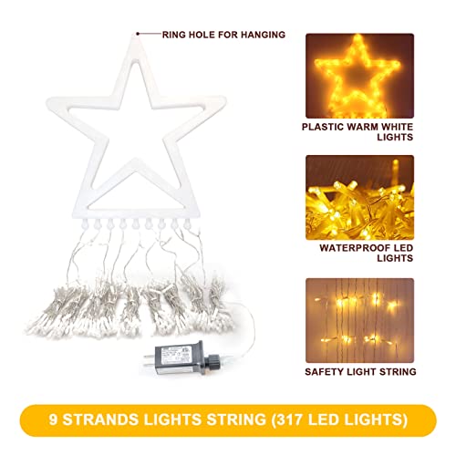 Danli New) Christmas Decoration Outdoor Star String Lights,16.4Ft 320 Led Christmas Lights Hanging Tree Lights,Plug-In 8 Modes Waterproof Fairy Twinkle Curtain Lights For Xmas New Year Holiday Party thumb #4