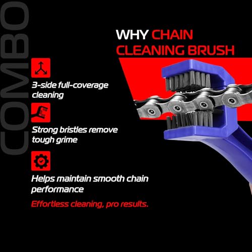 Image of Vista Auto Care Chain Care Combo | Chain Kleen + Chain Lube + Brush | Premium Bike Chain Cleaner & Lubricant Kit | Removes Tough Grease | Prevents Rust | Enhances Chain Life (Chain Care Combo Micro)