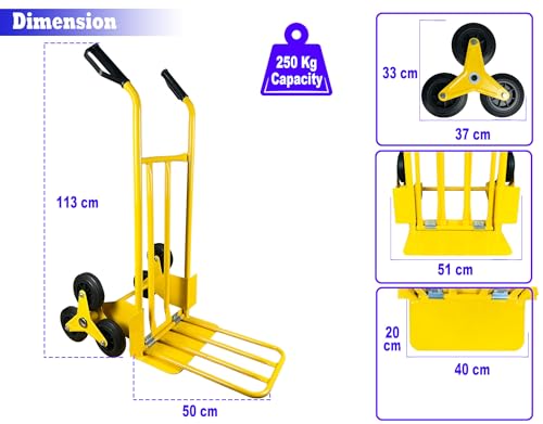 Image of Welbuilt Steel Stair Climbing Hand Truck with 250 kg Capacity Foldable Stack Truck (250 KG Stair Climbing)