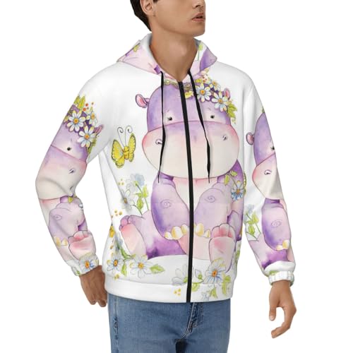 Sweat à capuche homme imprimé hippopotame pour un look d'automne décontracté