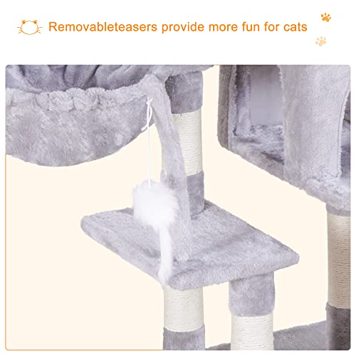 Heybly Cat Tree Cat Tower For Indoor Cats, Multi-Level Cat Furniture Condo With Scratching Board, Light Gray Hct012W #TOP4
