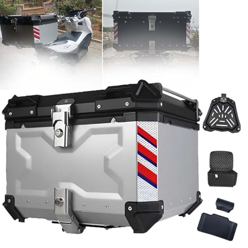 Boîte de queue de moto étanche en aluminium, top case coffre arrière à clé