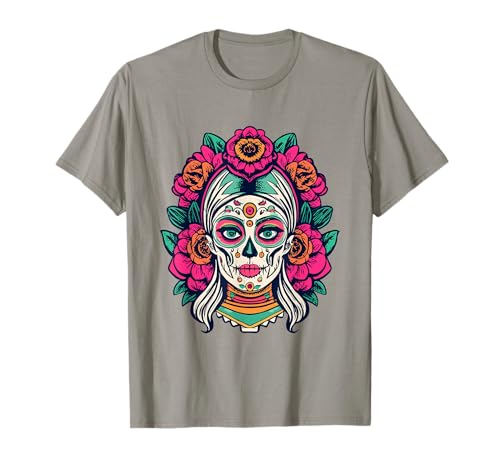 Dia De Los Muertos Floral Calavera De Azúcar La Catrina Día De Muertos Camiseta