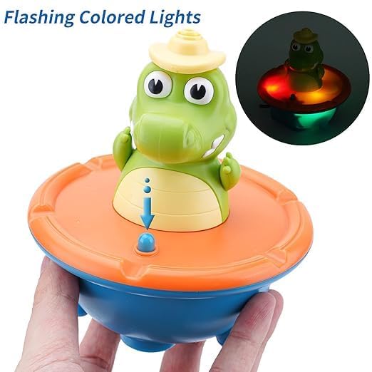 Image of Happy Hues Alligator Bath Toys for Babies &Toddlers- Mold-Free Wall Mount Waterfall Bath Toys (Alligator)