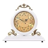【Elegante Tischuhr】: Die Tischuhr hat ein exquisites antikes Design mit einer zarten Oberfläche. 0818 ist eine einseitige Tischuhr, 0817 ist eine doppelseitige Tischuhr, die A-Seite besteht aus arabischen Ziffern, die B-Seite aus römischen Ziffern. Platzieren Sie es über Ihrem Kamin im Wohnzimmer für eine klassische Dekoration