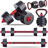 Zanbeel Adjustable Dumbbell Weight Set for Home Gym-Slide-On Free Weights Dumbbell Set for Full-Body Workouts, Dumbell Barbell Combo,Ideal for Women & Men (20, Kilograms)