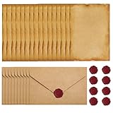 Matériau : Les enveloppes et le papier à en-tête sont en papier kraft. Ils ont une texture vintage, ce qui ajoute de l'atmosphère et du mystère à vos lettres. Ils s'écrivent en douceur, ne se décolorent pas, ne s'usent pas et conviennent à une collection à long terme.