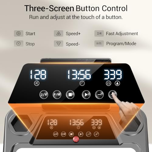 12% Incline Treadmill with Handle, 3-in-1 Portable Treadmills for Home and Office, Foldable Treadmills with 300 Lbs Weight Capacity, 3.0HP Quiet Walking Pad Treadmill, Three Touch Screen