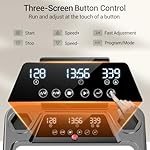 16% Incline Treadmill with Handle, 3-in-1 Portable Treadmills for Home and Office, Foldable Treadmills with 300 Lbs Weight Capacity, 3.0HP Quiet Walking Pad Treadmill, Three Screen - Image 3