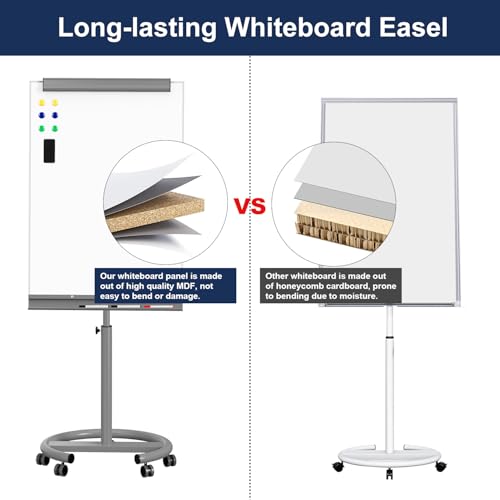 Image of TSJ OFFICE Rolling Whiteboard Standing - 40 x 26 Inches Mobile White Board