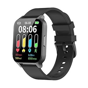 Cloudpoem Montre Connectée Homme Smartwatch Sport Tactile Podometre Cardiofrequencemetre Oxymetre Montre Intelligente 1,69 Pouces Smart Watch Android iOS SMS Appel Notification Etanche IP68 Noir