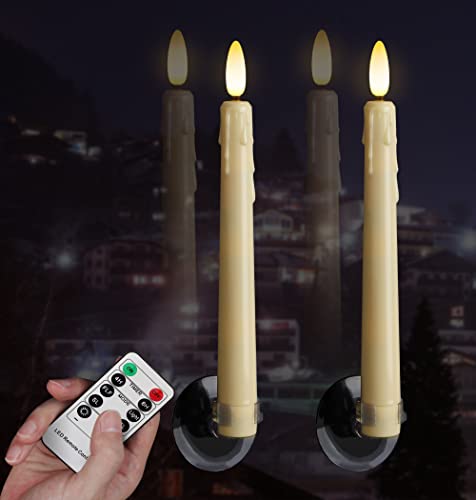 Daord 7.9" Flameless Led Taper Candles With Remote And Timer, Battery Operated Candle Stick Warm Light Flickering With Sunction Cup, For Valentine's Day Holiday Wedding Decor(2 Packs,Ivory) #TOP5