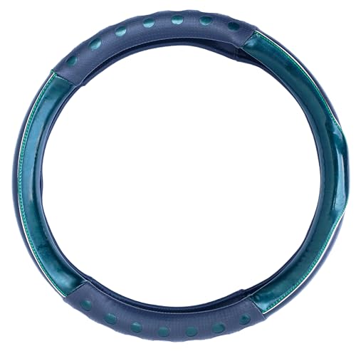 Image of NIKAVI Fashion Steering Wheel Cover - Green Color | Size - Medium | Diameter 38 cm | O-Type | Car Steering Wheel Protector, Anti-Slip, Stylish Leather Finish Grip Cover for Round Steering Wheels