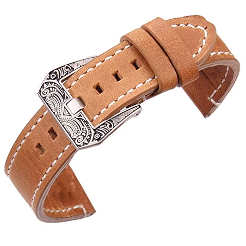 Bracelet de montre en cuir artisanal 20mm avec boucle rétro en acier inoxydable fait main