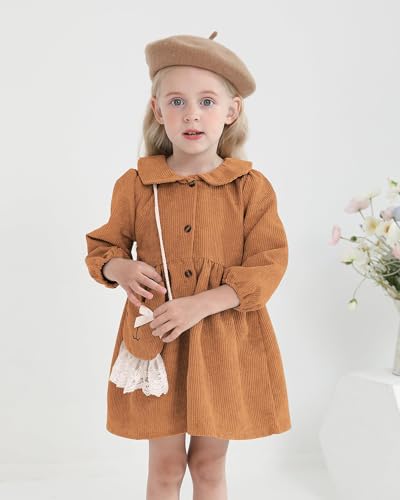 Mioglrie Toddler Girl Fall Dress Baby Girl Winter Clothes 6 12 18 24 Months Outfit Cute Dresses for Girls with Satchel2