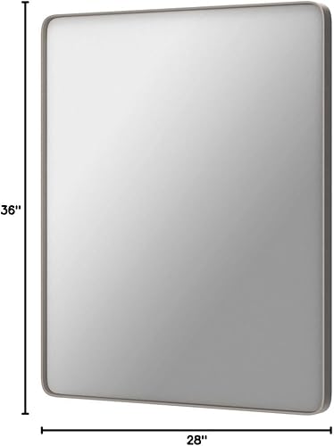 Miniatura 42 de Espejo de baño con marco negro de 20 x 30 pulgadas para pared, espejo de pared con marco de metal mate, espejo rectangular de esquina redondeada