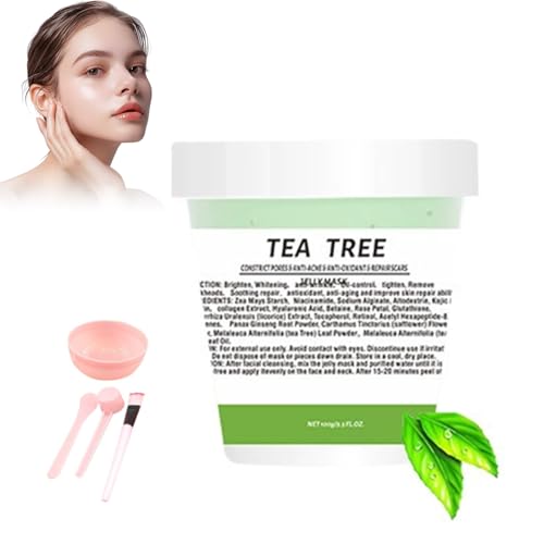 Polvere di Maschera Gelatina per Trattamenti Viso, Idratante e Nutriente, Maschera Peel-Off in Gel per il Viso, Maschera in Gelatina per la Cura della Pelle（Tea Tree）