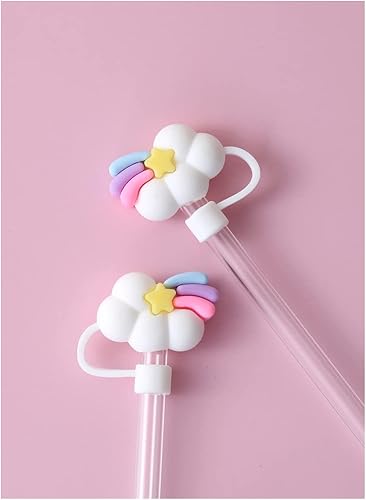 Miniatura 4 de 4 fundas de paja para pajitas reutilizables, cubiertas de paja de nube, tapas de paja de estrella fugaz, tapones de paja de silicona, reutilizables,