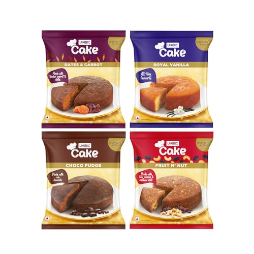 Unibic Foods India Pvt LTD Cake Assorted Pack|Vanilla Cake 140gm|Dates & Carrot Cake 140gm|Fruit & Nut Cake 140gm | Choco Fudge Cake 140 gm| Combo Pack of 4 | Celebration | Super Saver (B0D3HVSHRK) Amazon Price History, Amazon Price Tracker