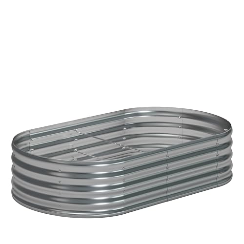 zunatu 6x3x1.3 Oval Galvanized Raised Garden Bed,Outdoor Planter Box Metal Patio Kit Planting Bed for Vegetables Flowers and Succulents