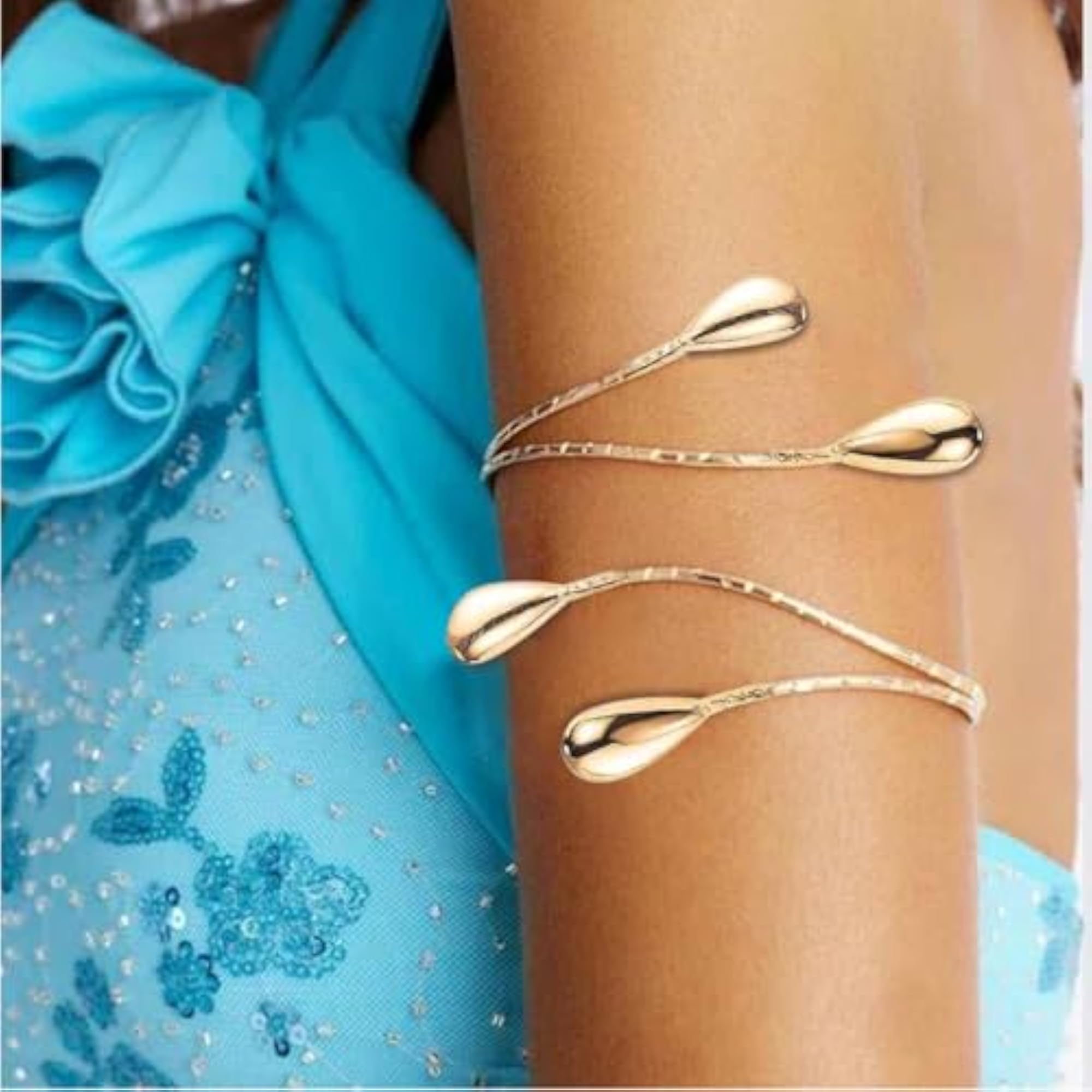 Women's Geometric Open Armlet, Metal Wire Upper Arm Cuff Bangle