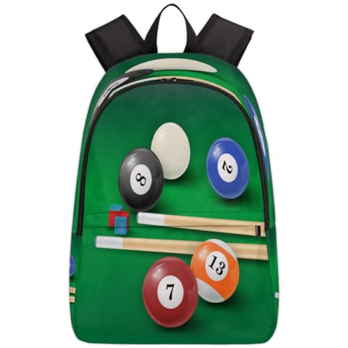 Sac à dos de voyage imprimé billard 17,4 L pour ordinateur et école enfant