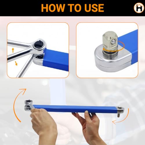 Image of Homdum Impact Extension Wrench Offset Design with Ratchet Mechanism for Automotive & DIY Use| Multi-Angle Offset Extension Wrench Durable Steel Ratcheting Tool for Home & Garage