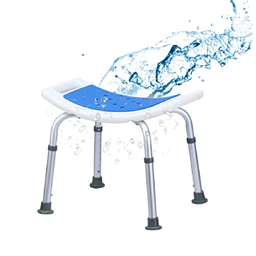 COSTWAY Shower Chair with Handles, Height Adjustable Bath Tub Shower Stool, Elderly Handicap Disabled Non-Slip Bathroom Bench (Padded Seat, 51 x 31.5 x 39-51cm)