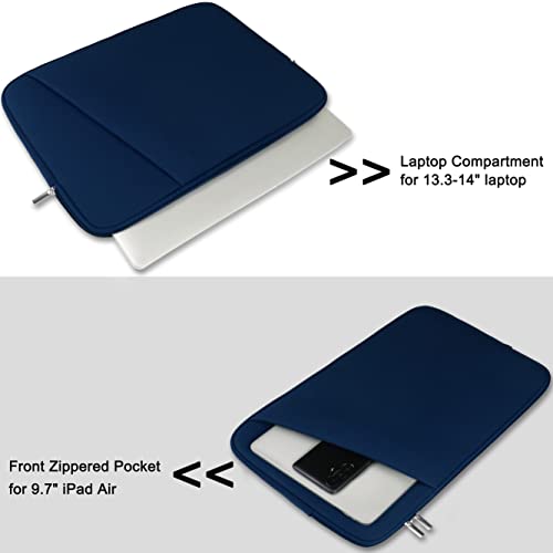 Image of Laptop Case Sleeve 14 inch, Durable Carrying Bag Shockproof Protective Case Cover, Handbags Briefcase Laptop Bag Compatible with 14 inch MacBook Air /Pro HP Asus Lenovo Notebook Computer, DarkBlue