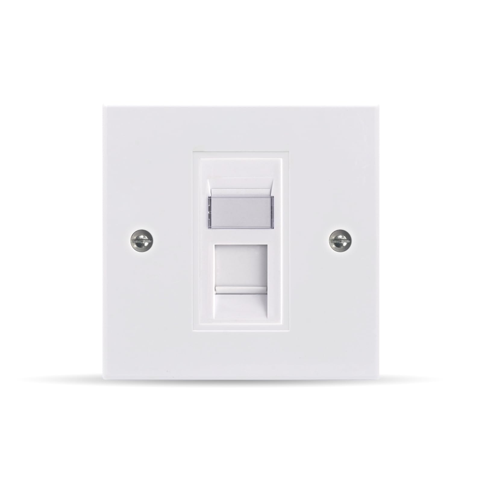 RJ45 Socket Cat6, Ethernet Socket, Single Ethernet Faceplate, RJ45 Network Wall Plate 1 Port with Keystone Jack, White