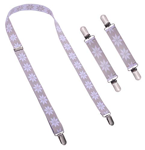 Shark Tooth Boys Mitten and Glove Clips Long Adjustable Light Grey Snow Pattern